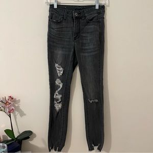 RUE 21 Grey Ripped High Rise Skinny Jeans